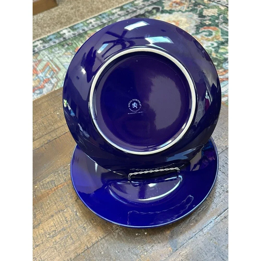 Royal Norfolk Cobalt Blue Dinner Plates 10.5” Set of 2 Greenbrier International